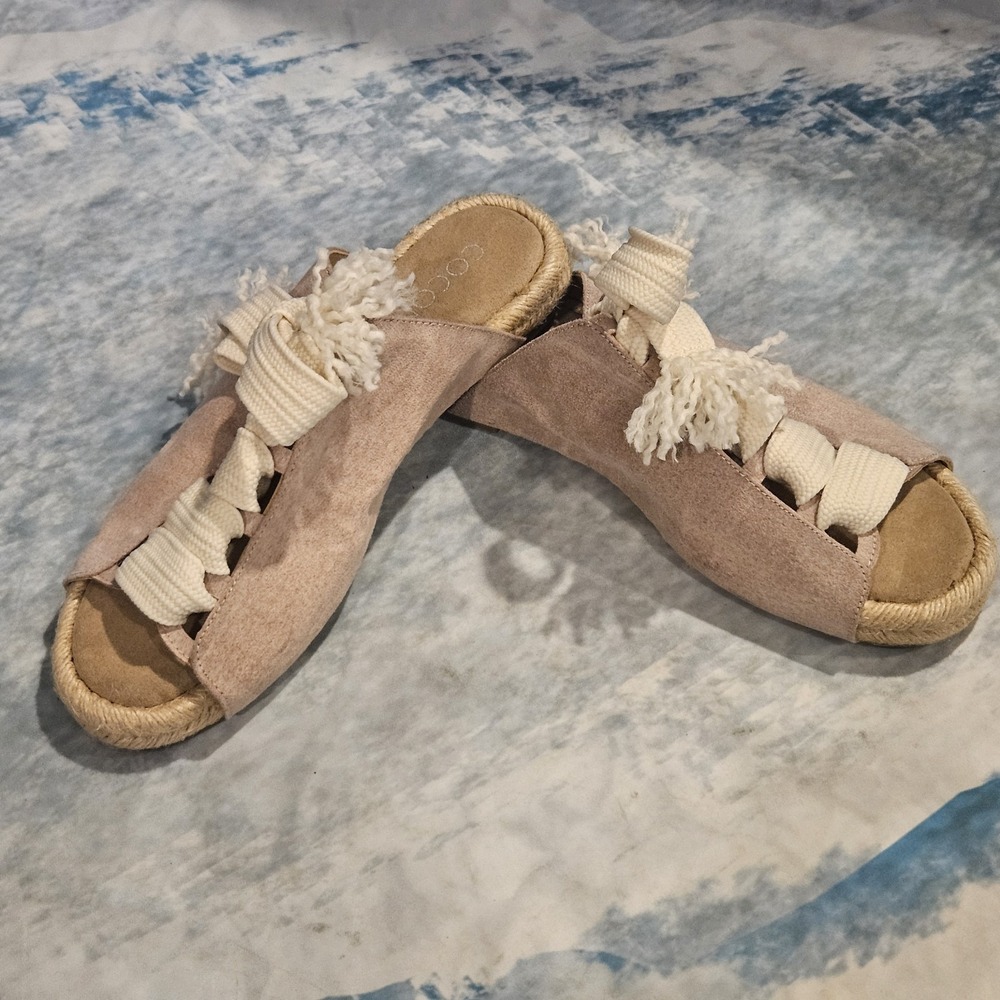 Coconuts By Matisse Women's Size 9 Blush Pink Espadrille Slide Sandals Tassel